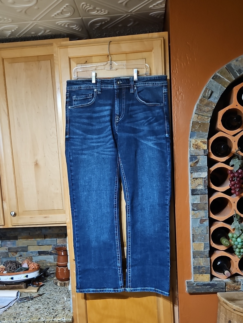 TK Axel Slim Boot Cut Jeans Distressed Blue NWT